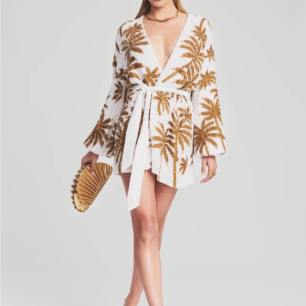 Retrofete Gabrielle Palm Sequin Robe Dress